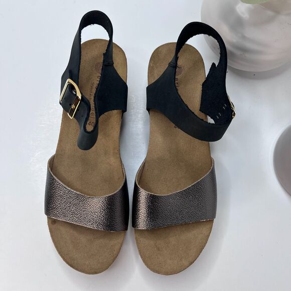 Eric Michael Rosalie Platform Wedge Cork Sandal Black/Pewter Women EU 40/9.5 NWB - Picture 7 of 11